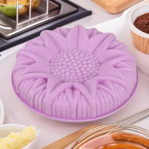 Round Silicone Cake Mold Sunflower Flower Large Baking Pan For Chiffon Mousse Cheese Baking Kitchen Bakeware Tool