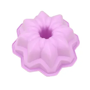 Purple silicone flower baking mold, food grade cake pan for DIY kitchen pastry tools.
