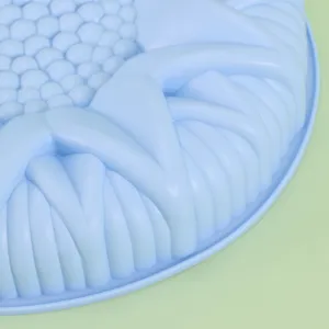 Round blue silicone sunflower cake mold large baking pan for mousse and pastry making