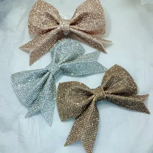 Colorful Rhinestone Bow Shoe Flower Fabric Patch DIY Children Hair Accessories Women Shoes Bag Decorative Bow