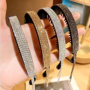 Rhinestone tassel banana hair clip Korean style elegant ponytail claw hair accessories for women