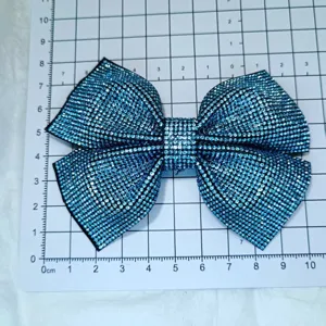 Blue rhinestone bow shoe patch crystal DIY hair accessory sparkling decorative bow tie.