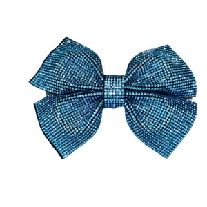 Blue Rhinestone Bow Shoe Flower Patch DIY Hair Accessory Sparkling Crystal Bowknot Craft