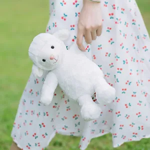 Cute white lamb plush toy doll, fluffy stuffed animal plushie for kids birthday gift.