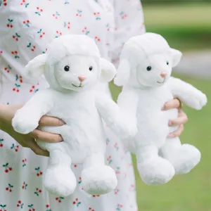 Cute white lamb plush toy, fluffy stuffed animal doll, perfect birthday gift for kids.