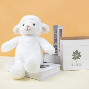 Cute white plush lamb toy, soft stuffed animal doll, perfect birthday gift for kids and girls.