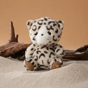 Mini Chat Léopard en Peluche Animal en Peluche Mignonne Poupée Ocelot de Simulation Avec Boîte Cadeau Coussin Doux Cadeau Enfant