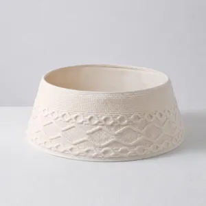 Falda de collar de arbol de navidad de punto blanco roto cubierta de base 72cm