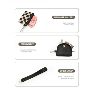 Women two-in-one wrist bag mini coin purse card holder portable fashion detail view.