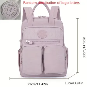 Multifunctional waterproof nylon backpack with multi-pockets, casual travel school bag for daily use.