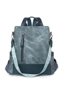 Women soft leather anti-theft backpack, stylish casual travel school bag for ladies.