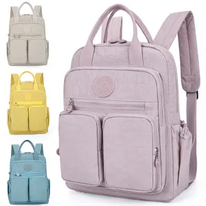 Women Waterproof Nylon Backpack Casual Travel Multi Pocket Laptop Bookbag Fashion School Lightweight Daypack