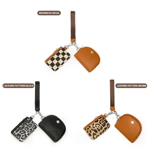 2-in-1 wristlet coin purse and card holder set with detachable strap for women detail view.