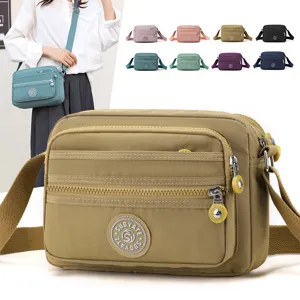 Women's Casual Nylon Crossbody Bag Solid Color Daily Shoulder Tote Bag Multi-Pocket Urban Minimalist Handbag