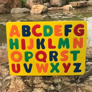 Educational magnetic foam alphabet puzzle board detail showing colorful letters A to Z kids toy