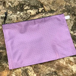 Purple hexagonal pattern A4 waterproof zipper file bag canvas document storage folder.