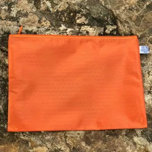 Orange A4 waterproof zipper file bag document organizer canvas folder for office school test papers.