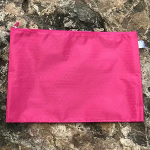 Pink A4 waterproof zipper document bag, honeycomb pattern file folder for office school.