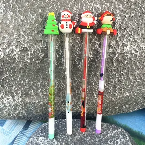Cute Christmas stacking pencils for kids, cartoon multi-point non-sharpening school stationery.