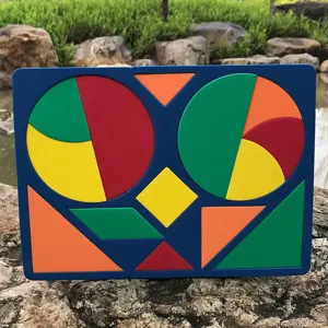 Colorful geometric shape puzzle detail for kids early education, cognitive toy block.