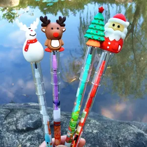 Christmas cartoon stackable non-sharpening HB pencils set for kids school stationery gifts