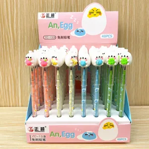 Cute cartoon non-sharp pencil set with 48pcs 3d animal topper for kids school stationery gifts