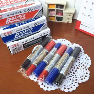 Bolígrafo Marcador Permanente de Doble Cabezal Marcador Impermeable a Base de Aceite para Oficina