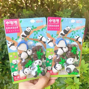 Joli ensemble de gommes panda, fournitures scolaires créatives et cadeaux pour les enfants.