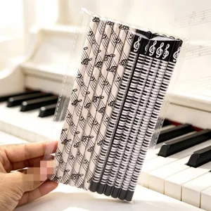 Music piano theme HB wooden pencils set for students writing and school stationery.