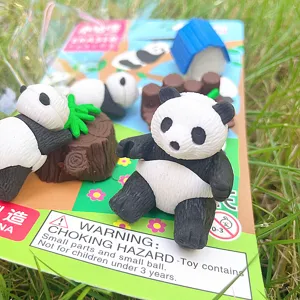 Adorable ensemble de gommes panda mignon pour papeterie d'enfants cadeau et fournitures scolaires