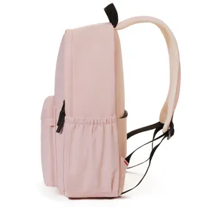 Minimalist pink backpack casual daily school bag large capacity side pocket design