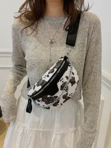 Damen Mode Kuhmuster Brusttasche Trend Retro Umhängetasche Gürteltasche Hauptansicht