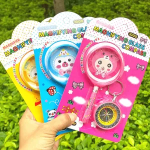 Kids Cartoon Magnifying Glass And Compass Toy Set Portable Educational Science Exploration Tool Student Gift
