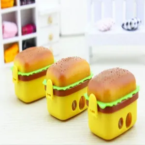 Cute miniature hamburger shape pencil sharpener creative stationery detail showcase