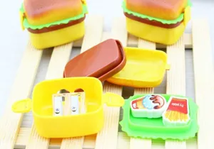 Creative burger shaped pencil sharpener set with cute eraser stationery mini school supply