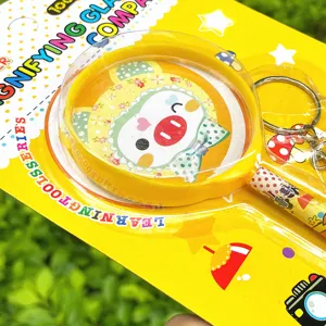 Kids cartoon magnifying glass toy with portable keychain design, clear optical lens for fun exploration.