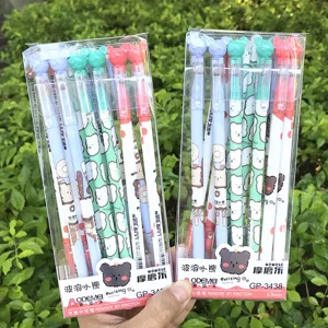Set di penne gel cancellabili ad orsetto colorato con scatola trasparente, punta fine 0.5mm scrittura.