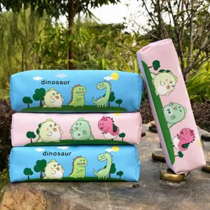Cute Cartoon Dinosaur Single Layer Pencil Pouch Student Children Stationery Bag Portable Pencil Case for School