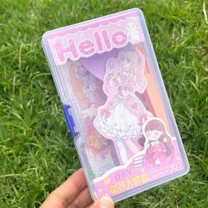 DIY juego de pegatinas de tarjeta Gu lindo dibujo animado niños caja de material de cuenta