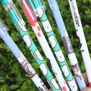 Set di penne gel cancellabili con orsetto colorato carino, scrittura liscia 0.5mm cancelleria.