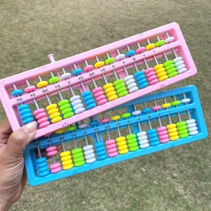 Colorful 15-column plastic abacus math learning tool for kids students calculation practice.