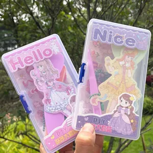 Niños DIY Guka Pegatina Set Caja De Almacenamiento Transparente Dibujos Animados Anime Scrapbook Kit De Manualidades Juguete Educativo Regalo