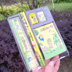 Dinosaurier Schreibwaren Set Kinder Schulbedarf Bleistift Lineal Notizbuch Geschenkbox
