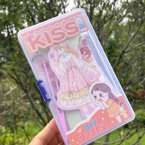 DIY Guka Pegatina Conjunto Caja De Almacenamiento Transparente Lindo Dibujos Animados Regalo