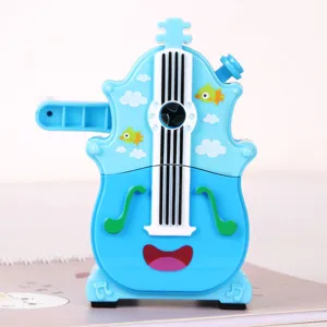 Taille-crayon manuel mignon en forme de guitare pour enfants, outil de papeterie pratique.