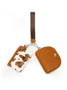 Stylish 2-in-1 women wristlet bag with coin purse and card holder, portable minimalist design.
