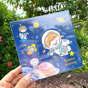 Cute astronaut square handmade origami paper for kids, colorful space themed crafting paper pack.