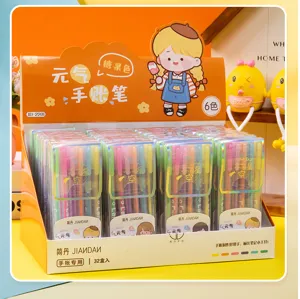 Ensemble de surligneurs colorés, stylos de journal pour étudiants, fournitures de bureau.