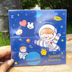 Cute astronaut square origami paper set for kids, colorful handmade DIY paper crafting craft.