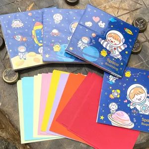 Cute astronaut square origami paper for kids colorful folding paper craft art set
